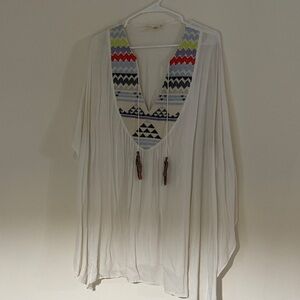 Lovestitch Ivory Tunic with Colorful Embroidery